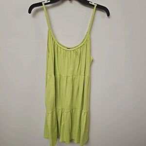 Lime Green Cotton Blend Summer Dress with Braided Rope Straps Size M